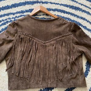 Faux Suede Jacket with Fringe